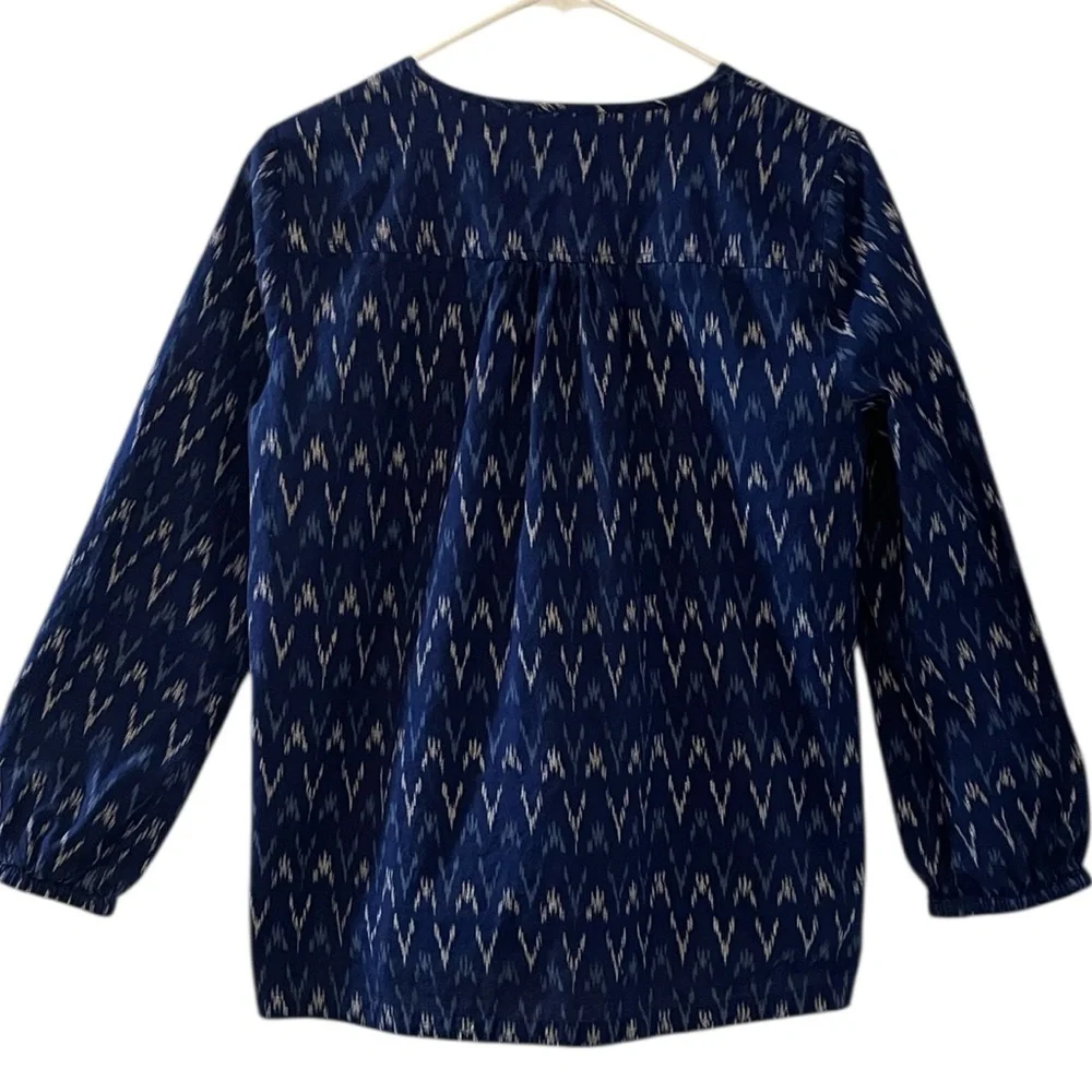 J. Crew Cobalt Blue/Cream Chevron V-Neck Pullover Top M NWOT
